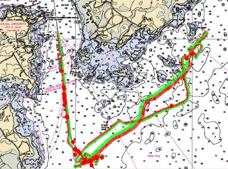 Image of sonar tracks from Portsmouth, NH to Kittery, ME